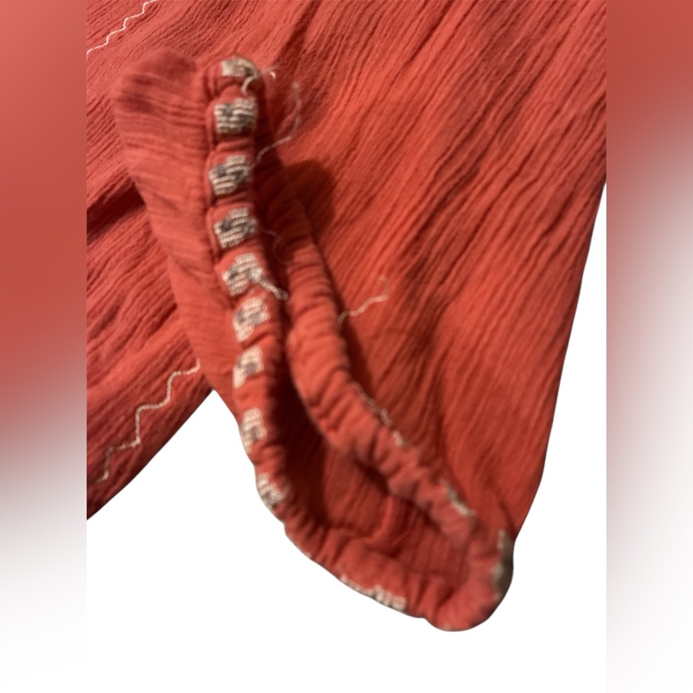 Joie Terracotta Embroidered 100% Cotton Long Sleeve Blouse. Size Medium. - Picture 7 of 13